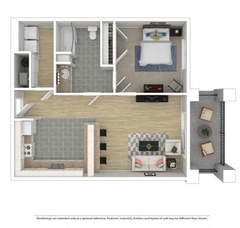 Floor plan for 1 bed, 1 bath, 1368 sqft